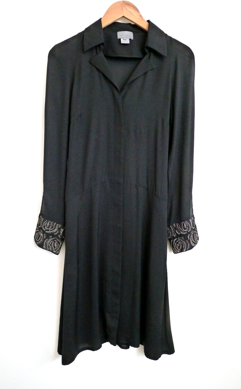 MAIYET Luxury Hand Beaded Cuff Silk Shirt Duster Midi Dress YOOX 34 0 2 XS $895